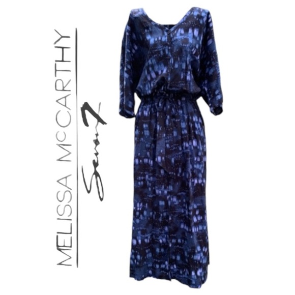 3X Melissa McCarthy Rhythm Blues Maxi Dress with Drawstring Tie Belt - Picture 1 of 17